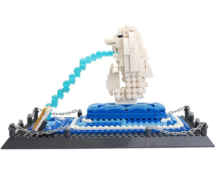 Criativo singapura marco bloco de construção merlion parque modelo tijolos arquitetura moderna brinquedos coleção para presentes