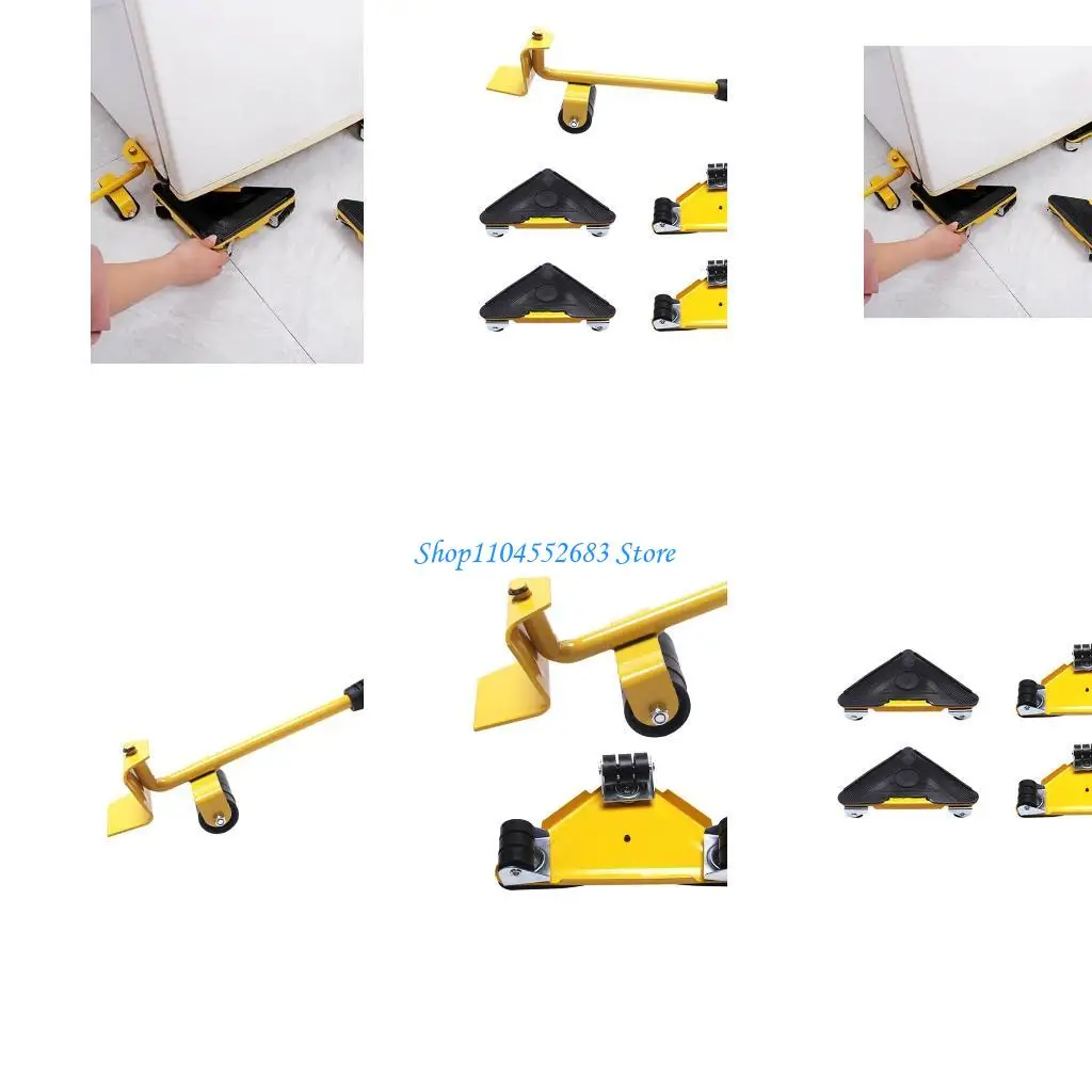 Y6GD Furniture Mover Tool Transport Lifter Heavy Stuffs Moving 4 Wheeled Roller Universal Pulley with 1 Bar Set