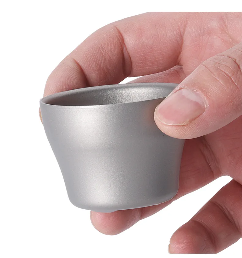 45ml Double Layer Pure Titanium Wine Glass Outdoor Portable Camping Picnic Mini Titanium Water Cup Tea Cup Beer Mug