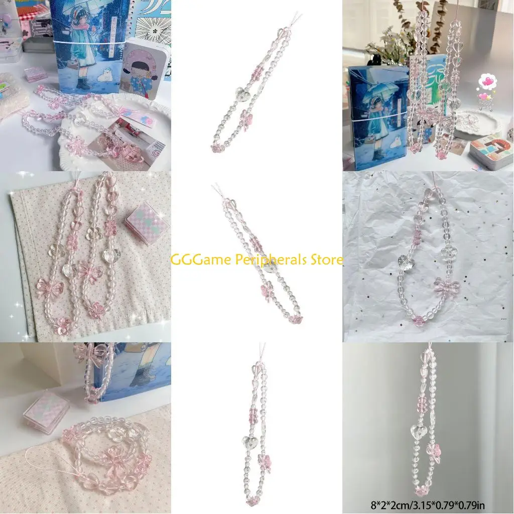 

U55B ремешок для телефона из бисера, ремешок для мобильного телефона с мультяшными украшениями для телефона для женщин и браслет