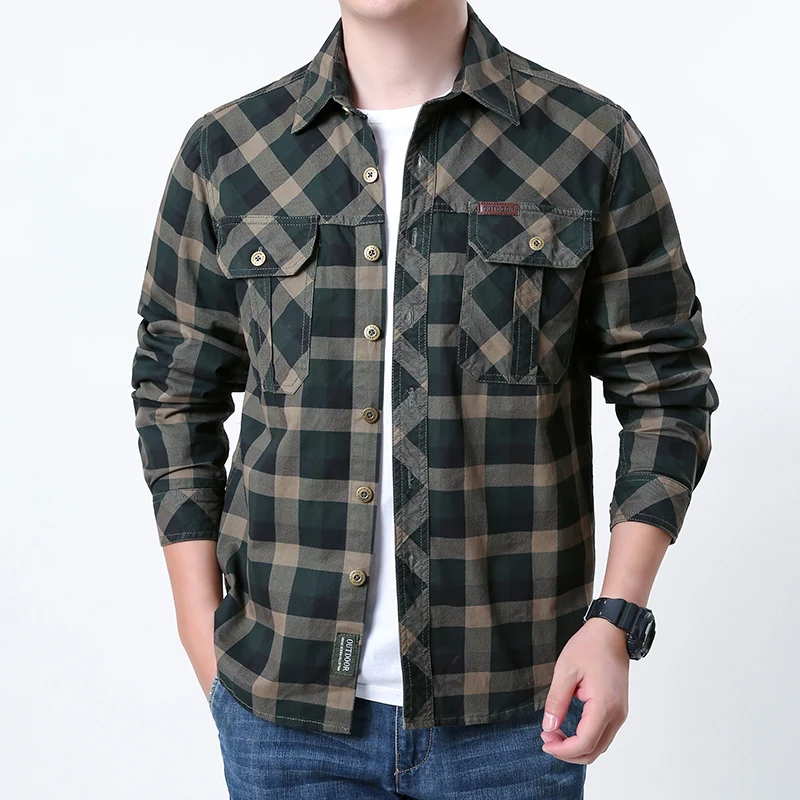 

Новая мужская рубашка 2025 года в клетку, длинная, из хлопка, повседневная, свободного кроя, рабочая, универсальная, комфортная, подходит для всех сезонов