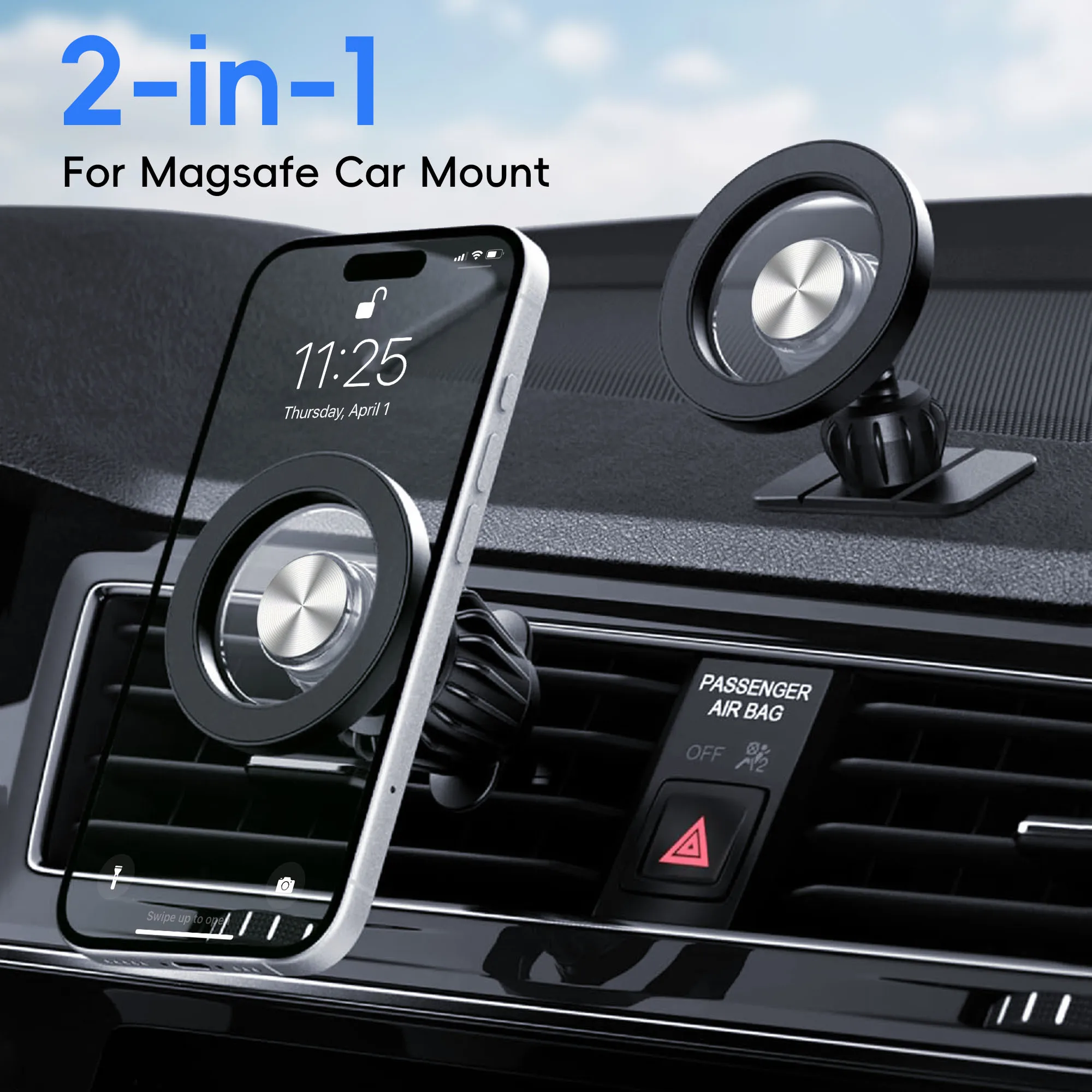 

2 in1 Magsafe Car Mount, [Upgrade 2026 Ultra Magnets] Magnetic Phone Holder for Your Car Cell Phone Holder Mount for Air Vent