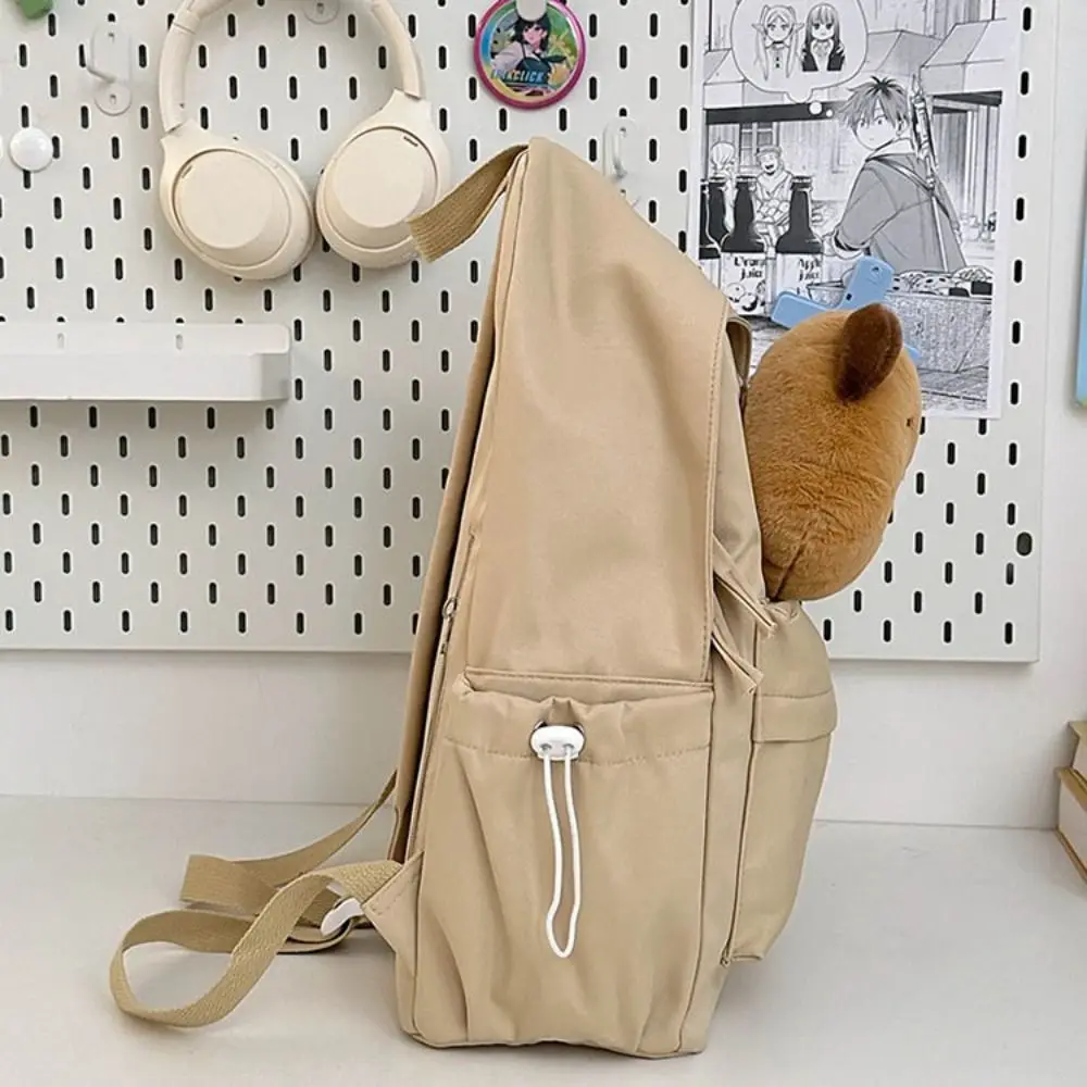 

Large Capacity Capybara Backpack Nylon Adjustable Shoulder Straps Cartoon School Bag Multi-pocket Water Resistant