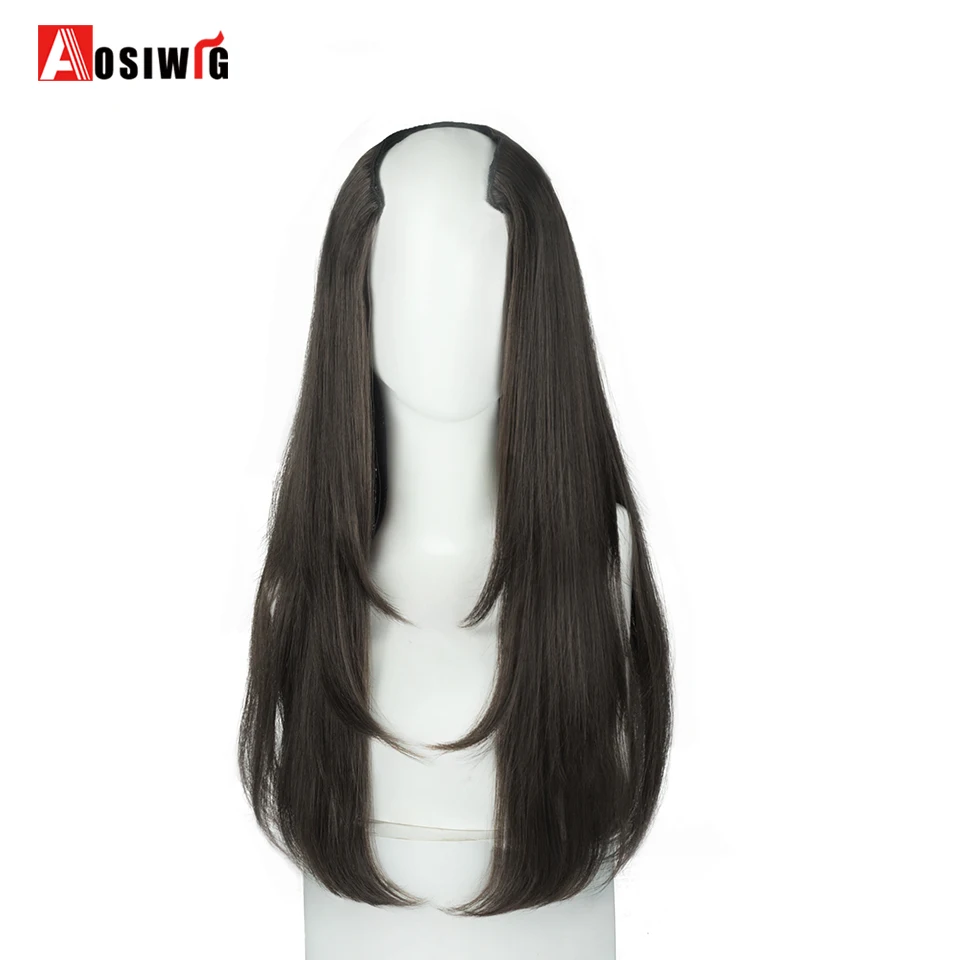 Women\'s V-Shaped Long Hair Extension Synthetic Wig Layered Hair Extension Hair Pad Fluffy Top Increase Hair Volume