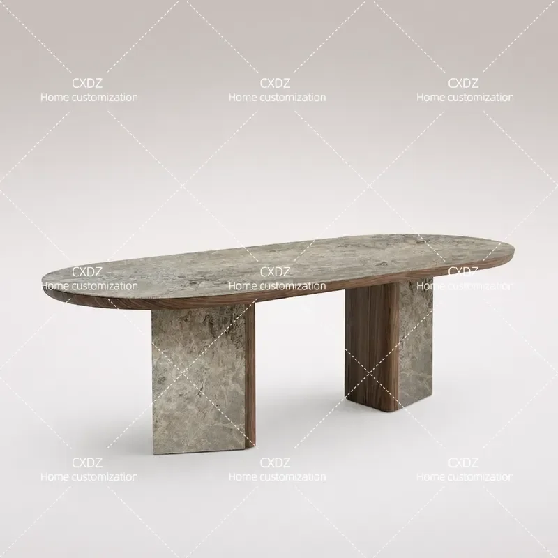 Modern Simple Natural Marble Oval Dining Table Light Luxury Style for Living Room and Dining Area Home Furniture