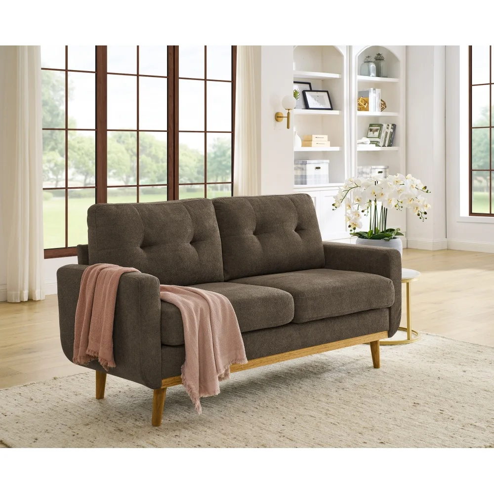 

Living Room Sofas, 67.7" Wide Modern Upholstered Tufted Loveseat Sofa, splayed and tapered natural colored solid wood legs