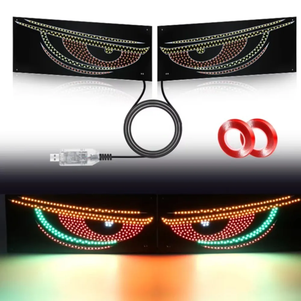 

Creative RGB Dynamic Truck Devil Eyes Light Multi-Mode USB 5V Demon Eye Light LED Display LED Windshield Display Car Decor