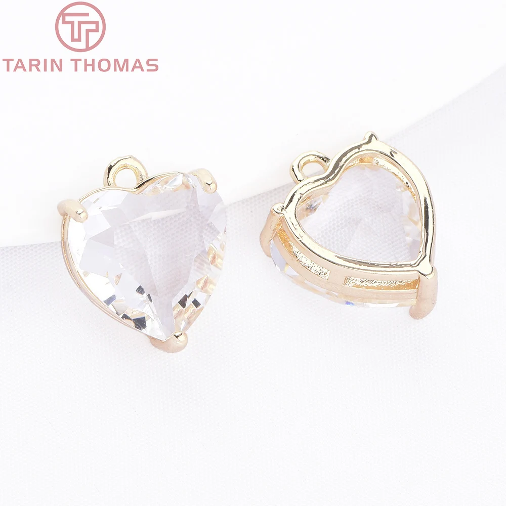 (9598) 10 قطعة 12x15 مللي متر الشمبانيا الذهب اللون النحاس مع الزركون على شكل قلب المعلقات سحر جودة عالية DIY بها بنفسك صنع المجوهرات النتائج #2