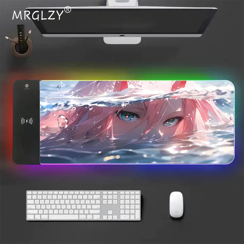 Wireless Charging Anime Girls Desk Mat Xxl Bedroom Desk Office Mousepad Table Mat Setup Gaming Carpet Computer Accessories