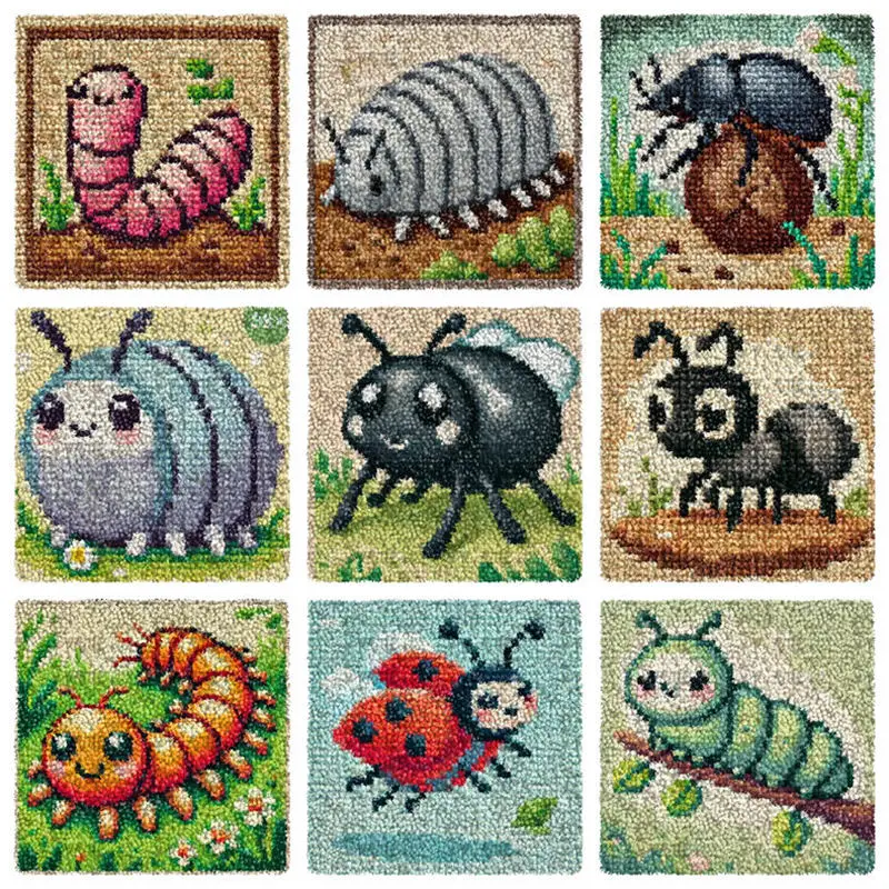 

Insect Series Carpet Smyrna Button Package Animals Latch Hook Throw Pillow Embroidery Pillow Foamiran For Needlework Carpet Set