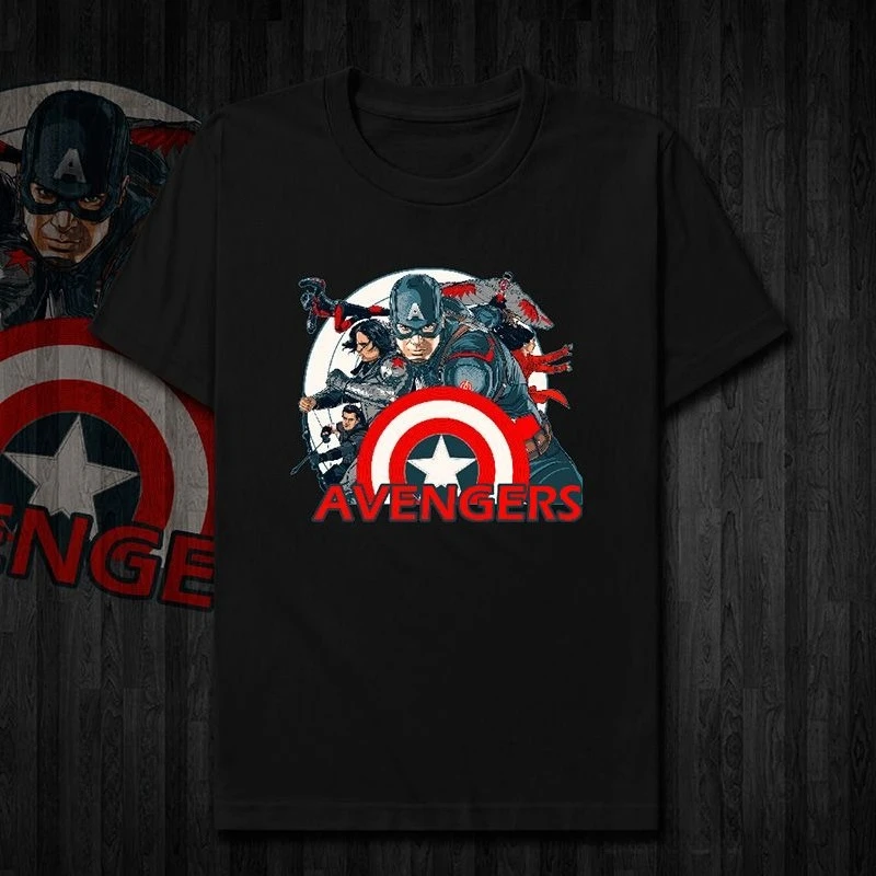 تي شيرت مطبوع بنمط كابتن أمريكا عالي الجودة معتمد من Marvel بأكمام قصيرة للرجال والنساء