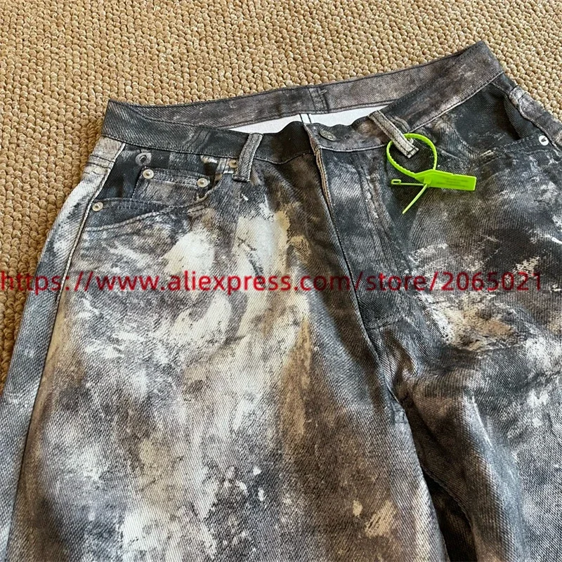 Loose 3D Printed Digital Camouflage Splatter Ink Denim Pants Jeans Men Women 1:1 Best Quality Joggers Trousers