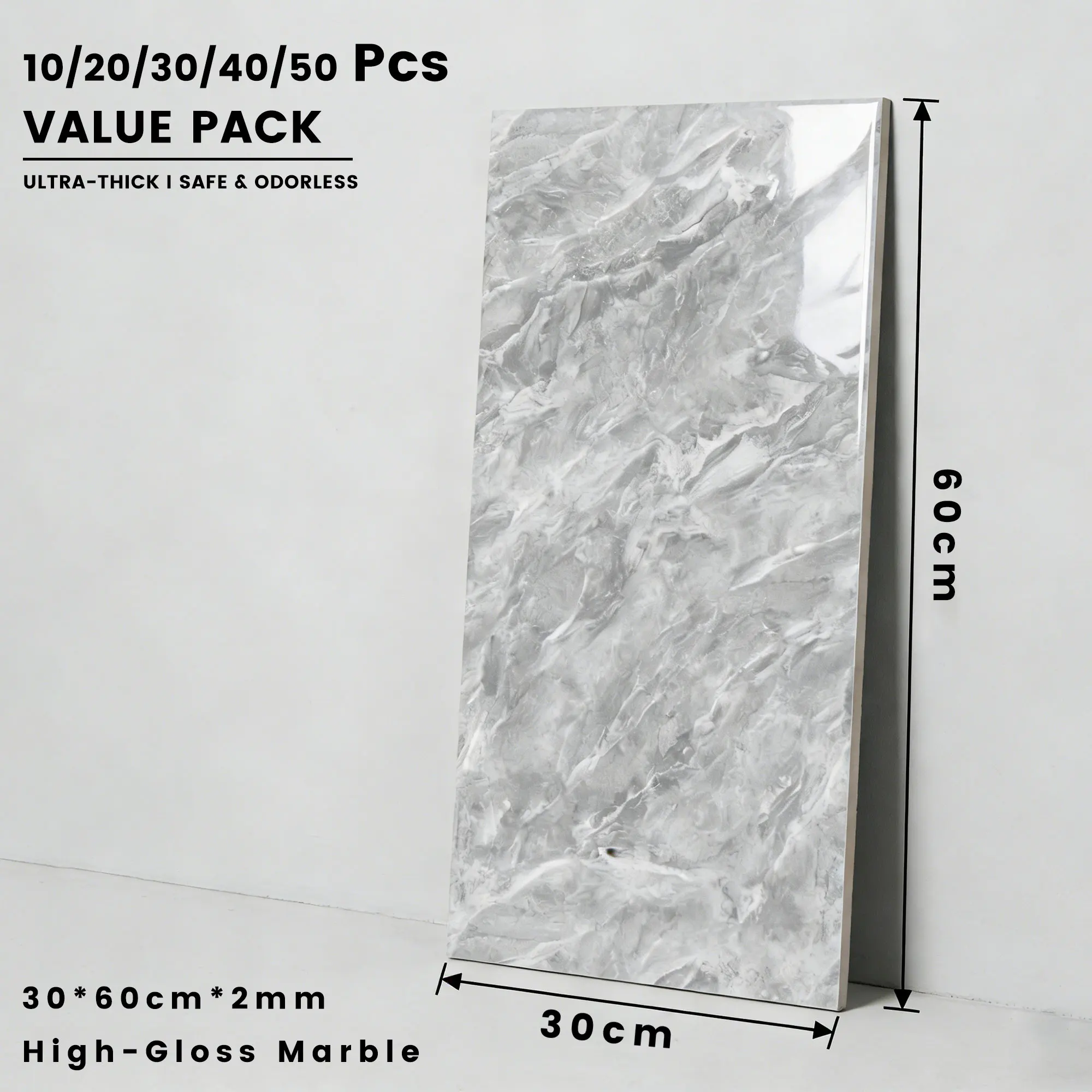 10-50 pcs Lightweight Backsplash Marble Look Tile (not Real Marble) Thickened IXPE for Kitchen Bathrooms Living Rooms Bedrooms