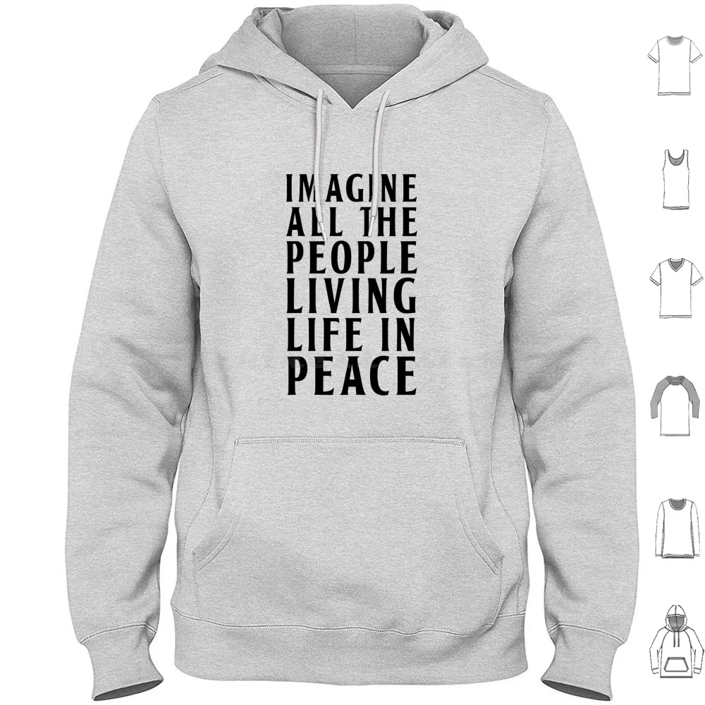 Imagine Lyric-The Black Stencil Hoodies Long Sleeve Imagine Lyric Lyrics Poetry 60s 70s Sixties Seventies Religious