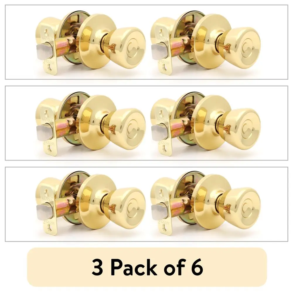 (3 pack  Passage Tulip Doorknob Polished Brass 1 Twin Pack 2 Pieces 1761202E