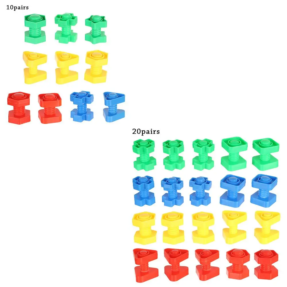 10/ 20 Set Preschoolers Educational Building 10/20 Set Bolts Toys Montessori Screw Nut Shape Building Blocks