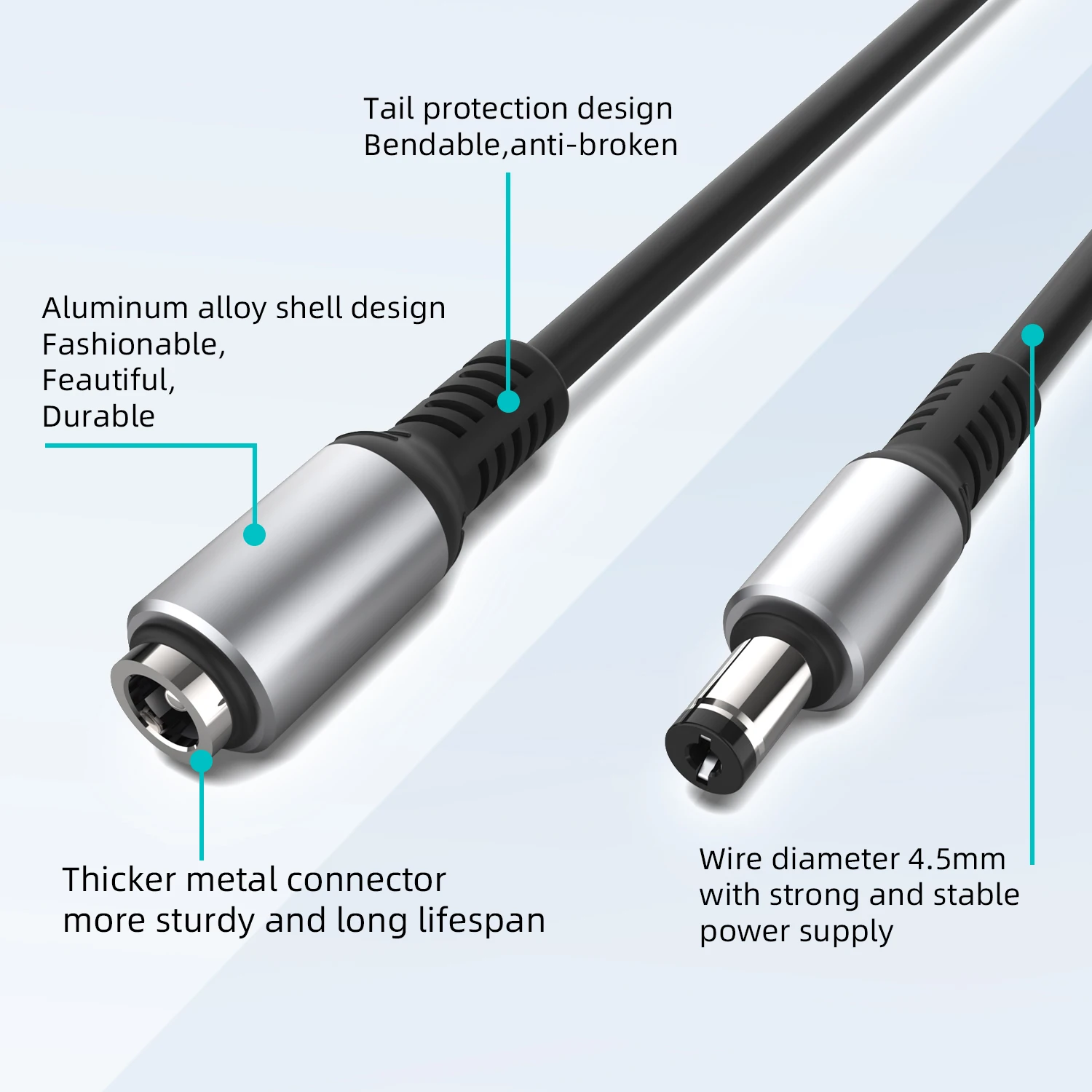 DC Power Extension Cable 5.5x2.1mm Female to DC Male Power Adapter Cord for IP Security Camera Surveillance CCTV LED Strip NVR