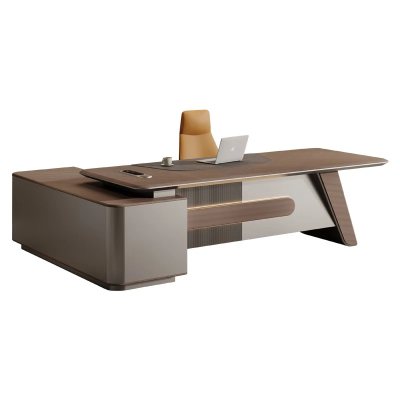 

Desk and chair combination: simple modern light luxury high-end leader office large desk computer desk