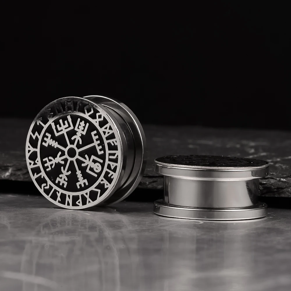 Doearko 2PCS Stainless Steel New Arrival Rune Ear Gauges Tunnels Expander Piercing Men Women Body Jewelry Plugs Stretcher