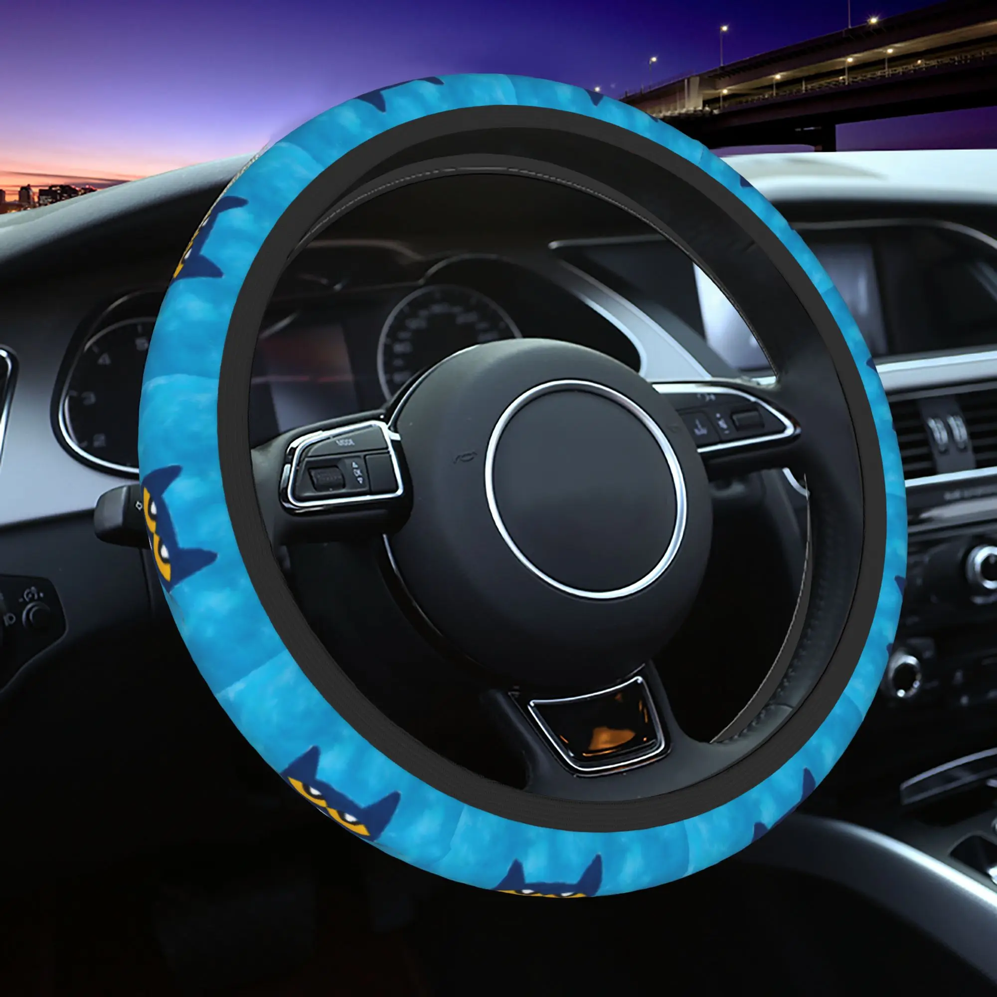 Cartoon Pete the Cat  Car Steering Wheel Cover 38cm Soft Groovy  Steering Wheel Protective Cover Auto Steering-Wheel Accessories