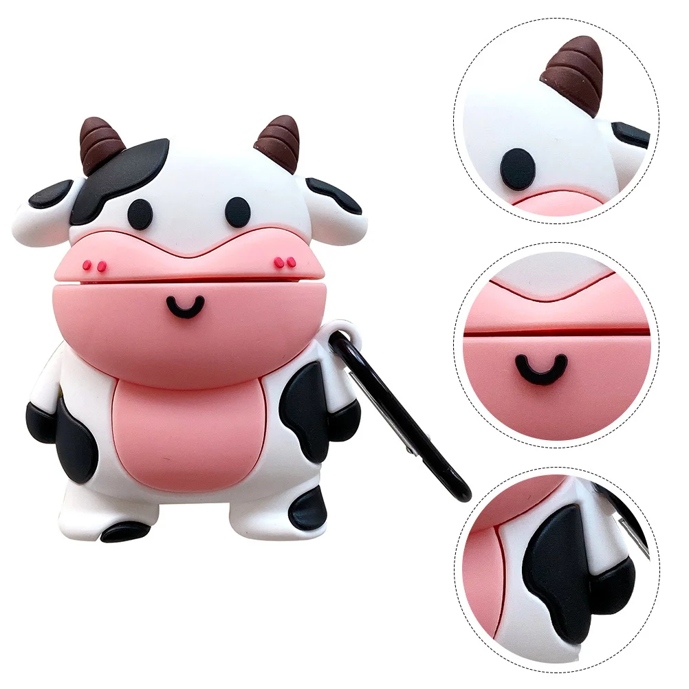 

1Pcs Silicone Cow Cartoon Headphone Cover Protective Earphone Case Portable Wireless Headset Storage Box Scratch Resistant
