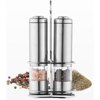 Stainless Steel Electric Salt Pepper Grinder Sets Automatic Spice Mill Grinder Cooking BBQ Adjustable Coarseness Grinding Tools