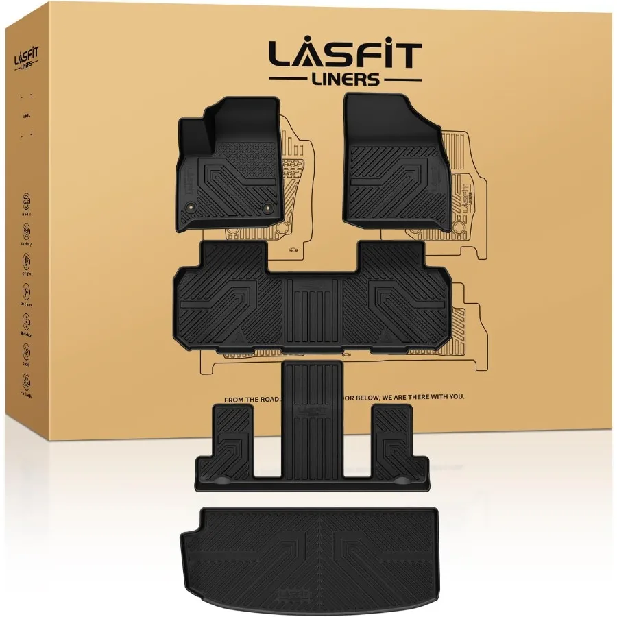 

Всепогодные напольные коврики TPE Custom Fit, комплект грузовых вкладышей для Chevrolet Chevy Traverse 20182023 и Traverse Limited 2024, 7-местный V