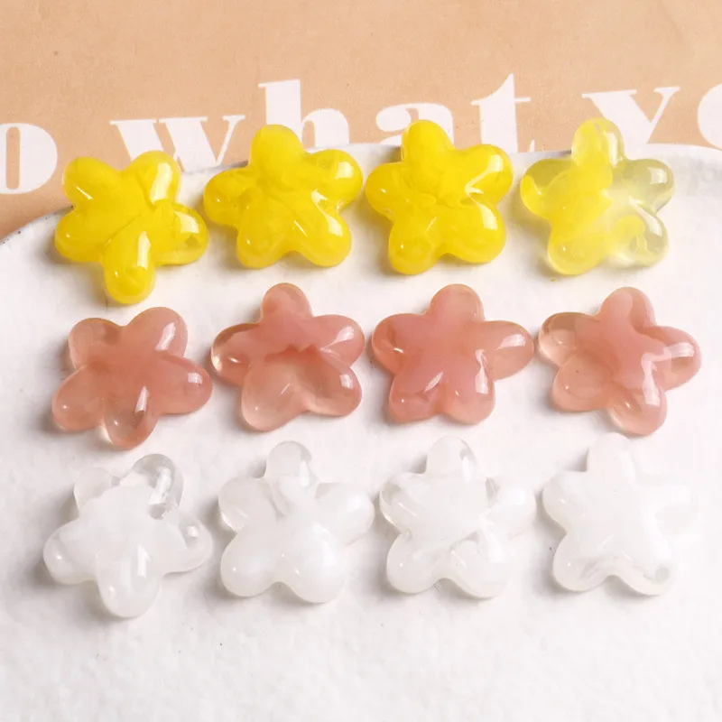 Newest 50pcs/lot 19mm color print cartoon flowers shape resin cabochon beads diy jewerly earring/garment accessory