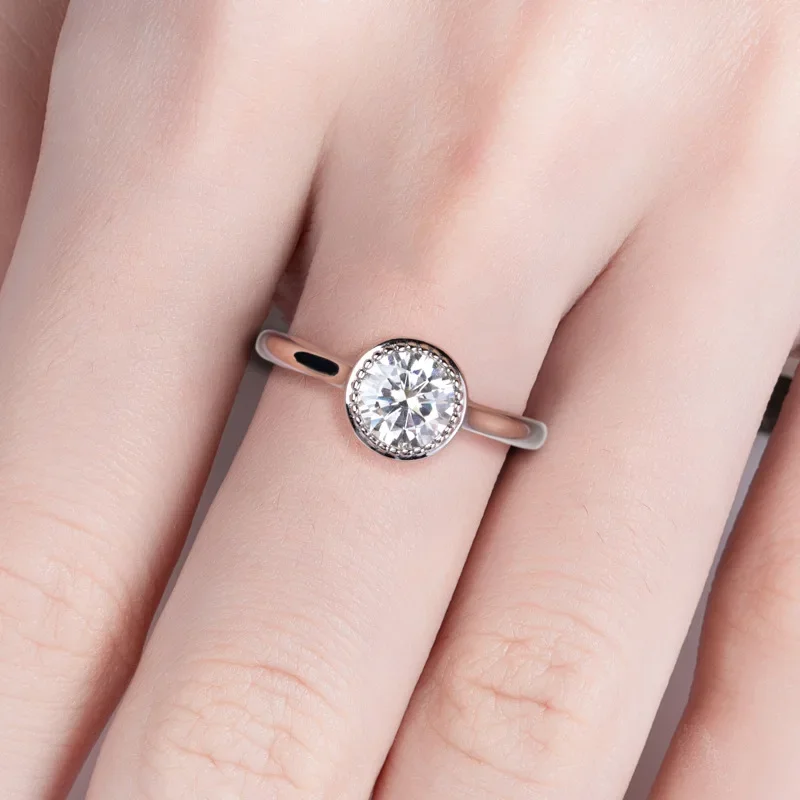 1ct D Color Moissanite Engagement Ring for Women, 925 Sterling Silver Wedding Band, GRA Certified, Bridal Gift Jewelry