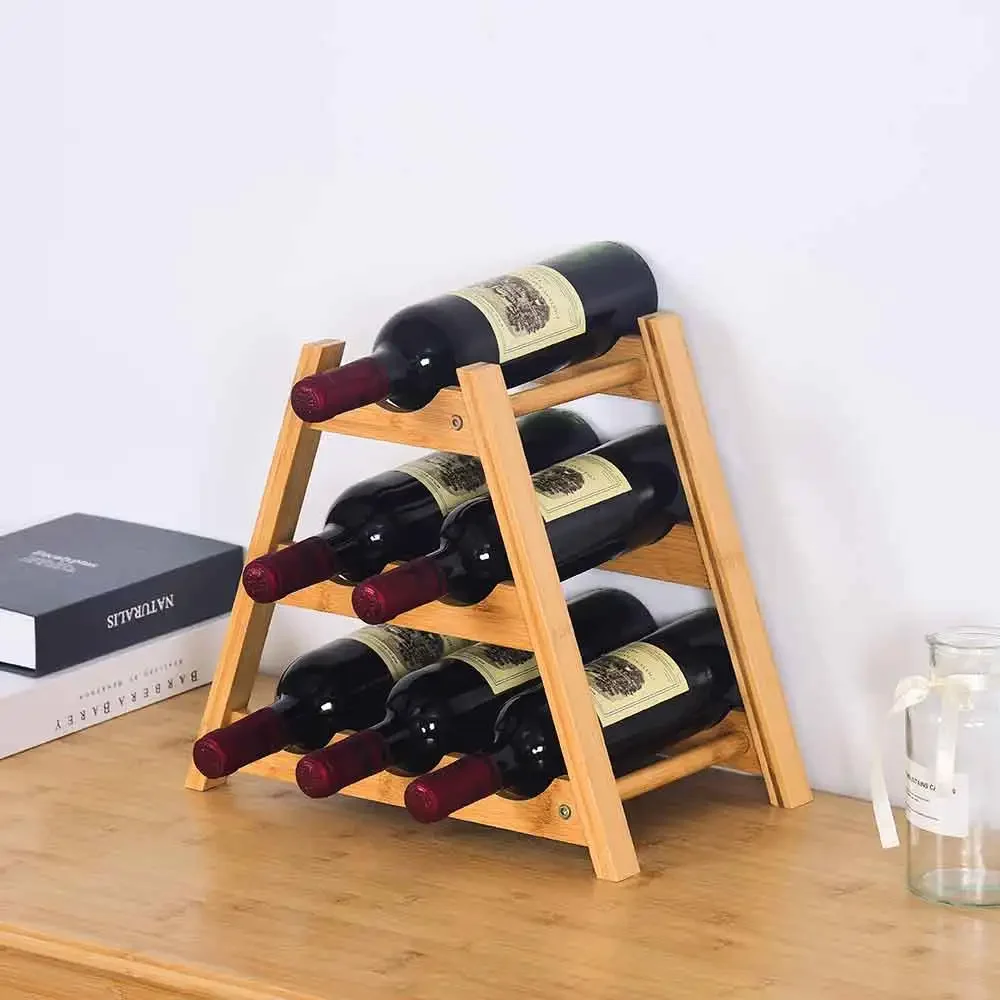 Manufacturer Custom Wine Shelf Holder Display Storage Wood Wine Rack Free Standing Floor Bamboo Wooden Wine Rack