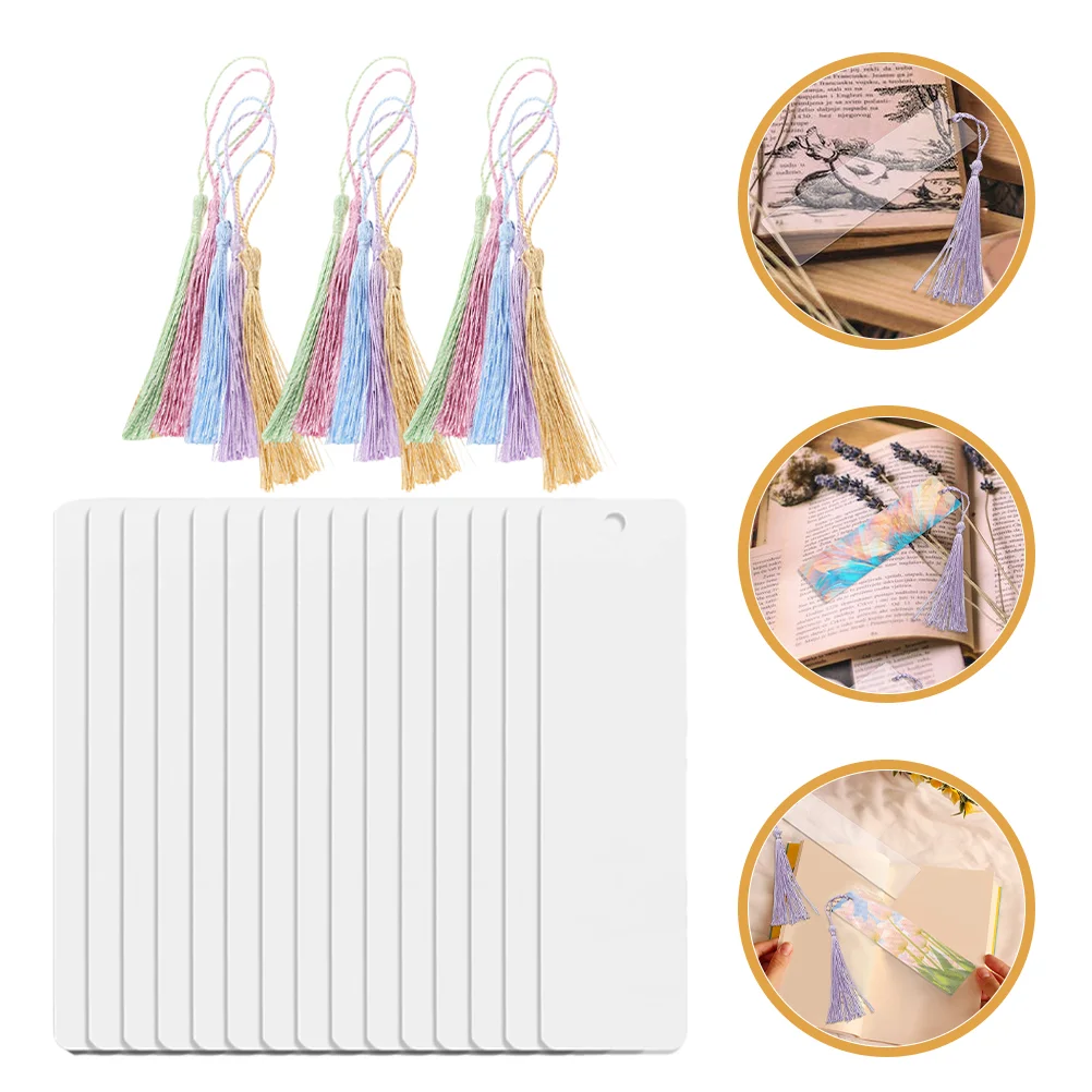 

15 Sets Decorate Pendant Transparent Bookmark Student Bookmarks Silk Exquisite Tassel