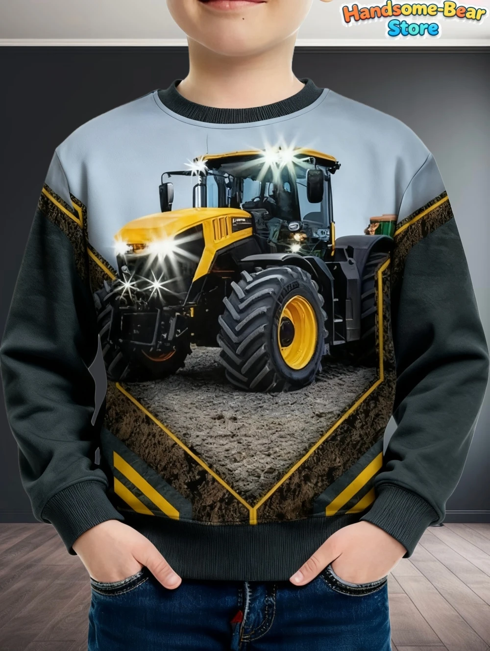 Cool 3D Tractor Print Kids Clothes Boys Sweatshirt Long Sleeve Fashion Children Autumn Hoodie Outdoor Active Children's Clothing