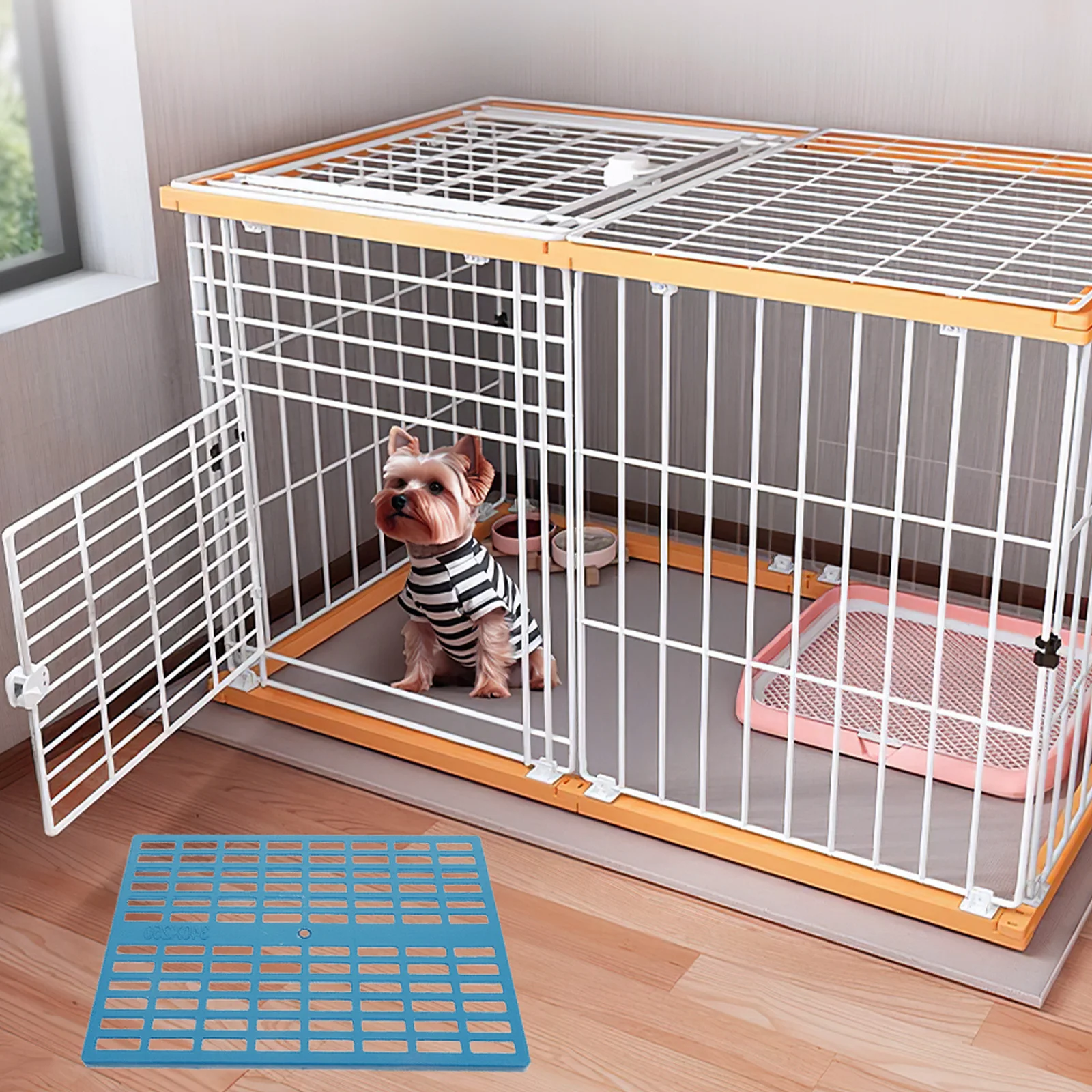 

3pcs Pet Cage Mat Rabbit Floor Pad Small Animal Feet Mat Washable Non-Slip Plastic Liner For Bunny Hamster Cage Resting Bed