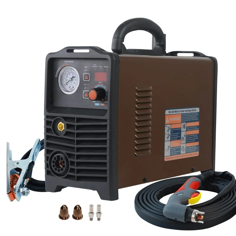 Non-Touch Pilot Arc Digital Plasma Cutter, Dual Voltage 110V/220V, 3/4 inch 19mm Clean Cut, Brown，home.