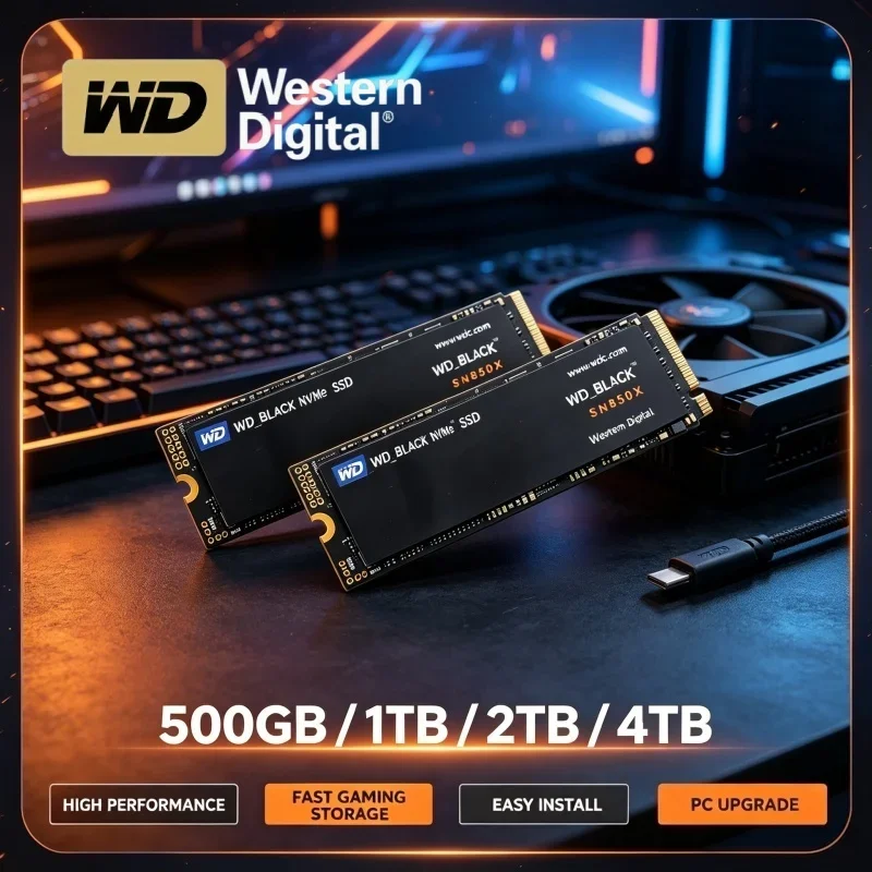 WD_BLACK SN850X Western Digital M.2 2280 PCIe4.0 NVMe SSD For Desktop Laptop PC Upgrade 1TB 2TB 4TB Gaming High Speed Drive