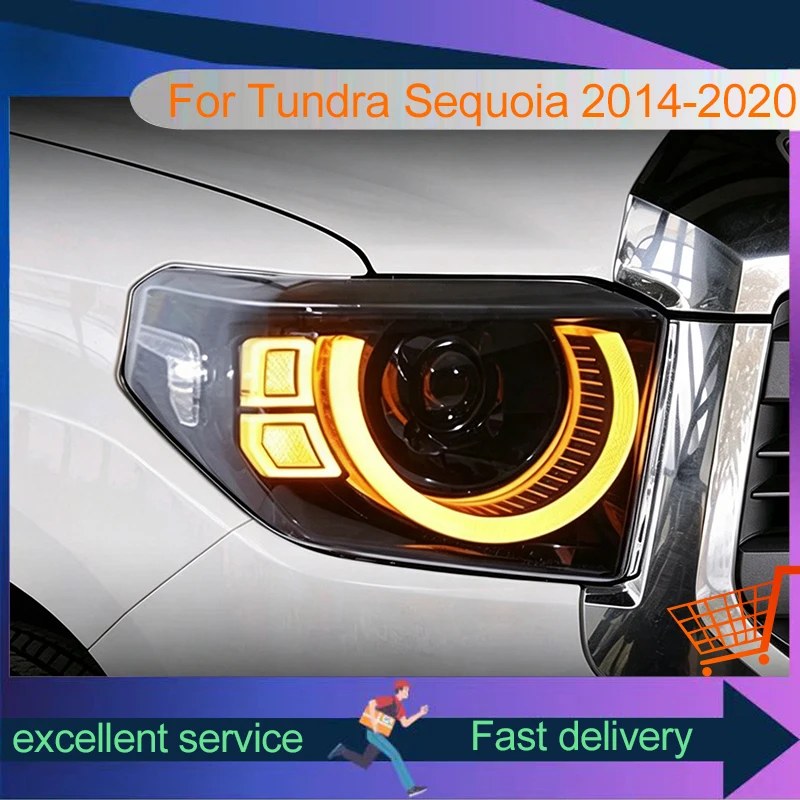 Car Styling For Toyota 2014-2020 Tundra Sequoia Front Lamp DRL Headlight Turn Signal Highlight LED Bulbs Projector Lens Auto