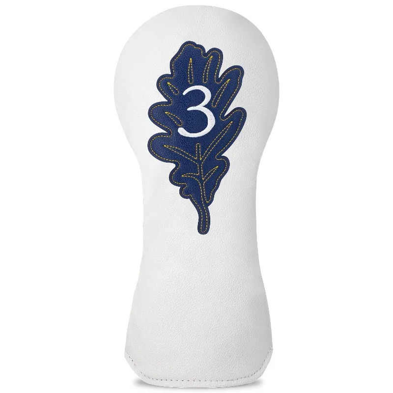 Golf Club Head Covers - Ultra-Durable Synthetic, White with Blue Leaf Patterns & Numbered 1-5 Markings image 3