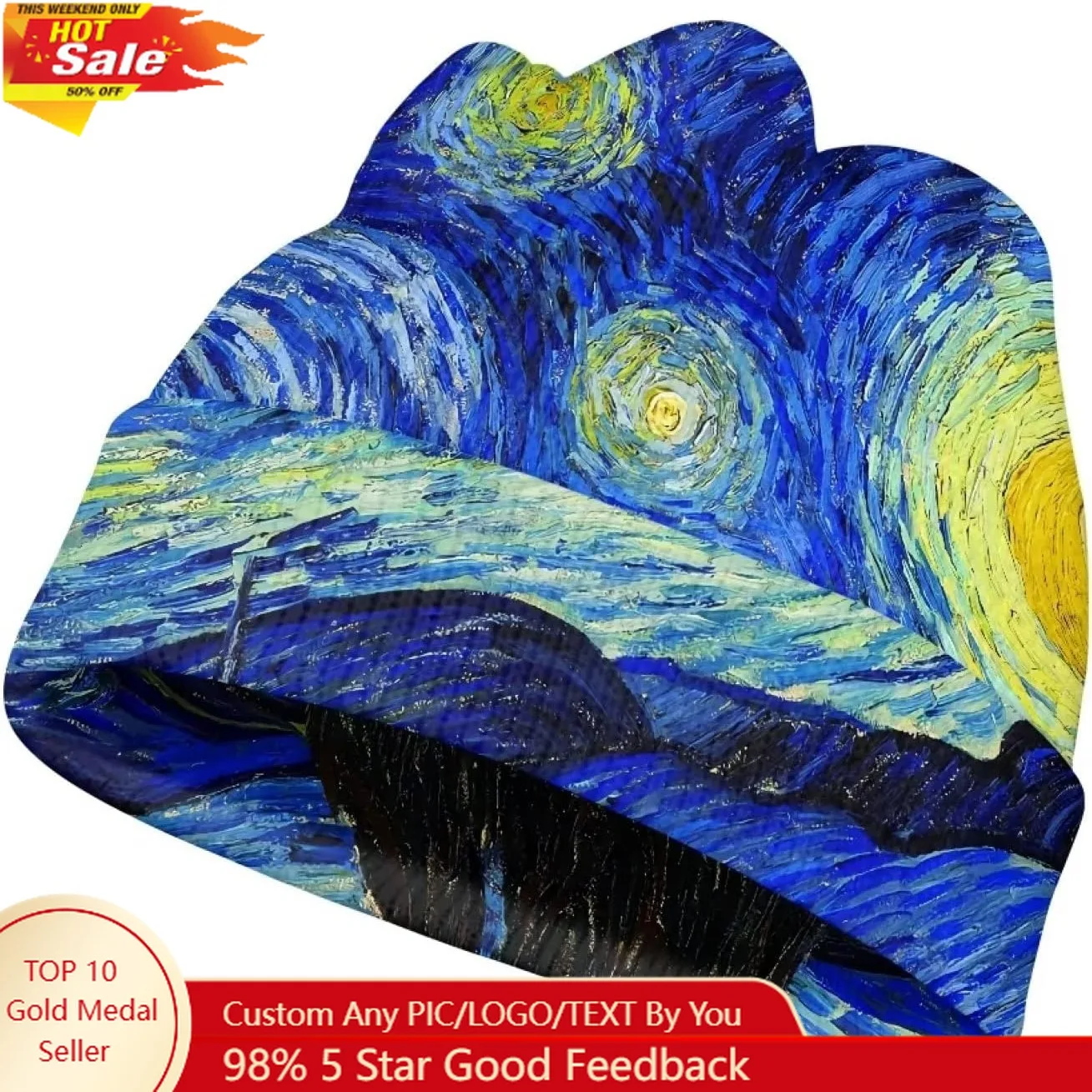 

Van Gogh Starry Night Knit Beanie Hats Women Men Knitted Cuffed Skull Cap Fall Winter Warm Hat