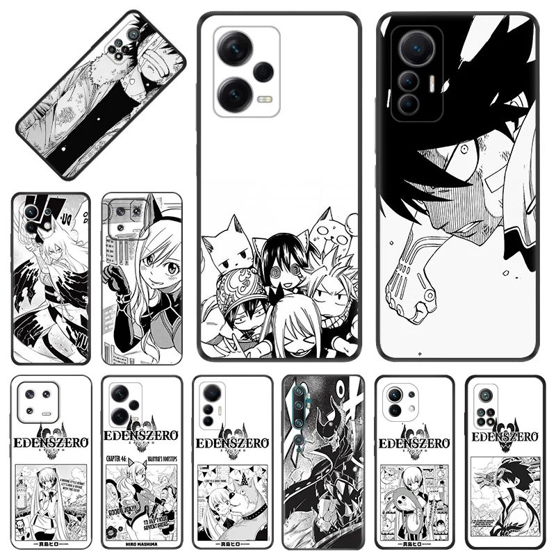 Funda de teléfono para Xiaomi 13, 12, 12x, 12t Pro Lite, Redmi note 13, note 12, 13c, 12c, 12s, 4G, 5G, Manga, EDENS ZERO, cubierta negra suave anticaída