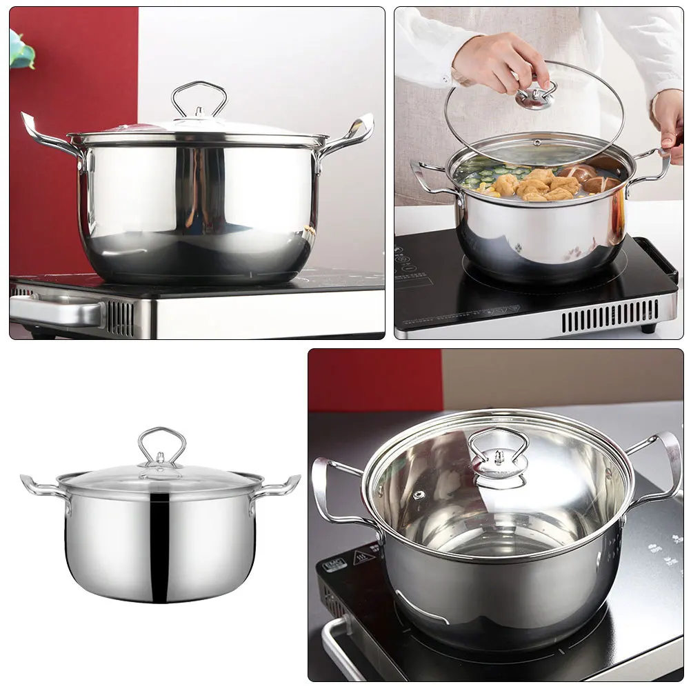 

Soup Pot Stainless Steel With Glass Lid Non Stick Stockpot For Induction Gas Stove Large Capacity Cooking Pot Kitchen Ramen