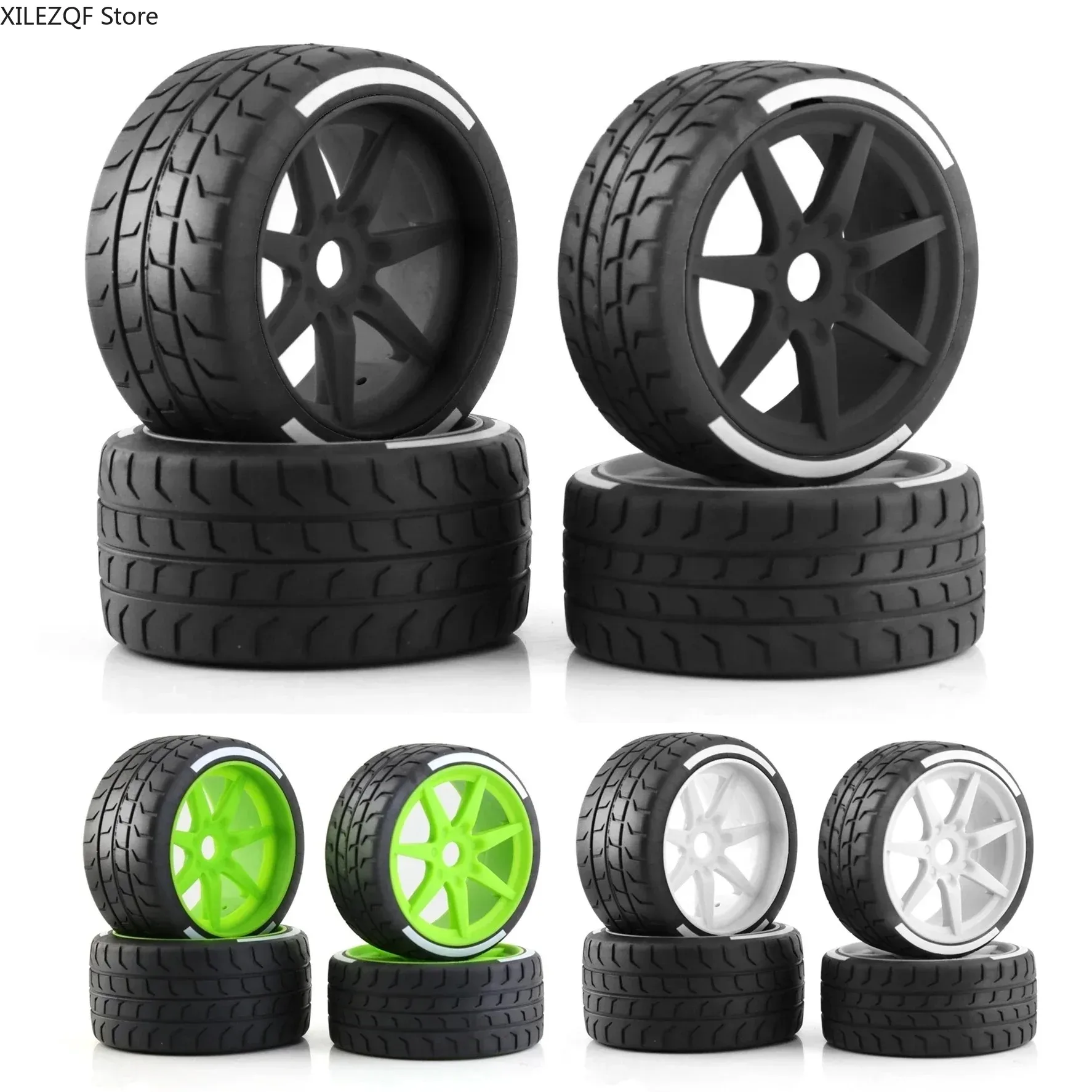 Arrma Felony Staggered Tires Upgrade Kit, 4Pcs High-Performance F 53/107 & R 42/100 RC Tires with 17mm Hex Hub, Enhanced Grip &