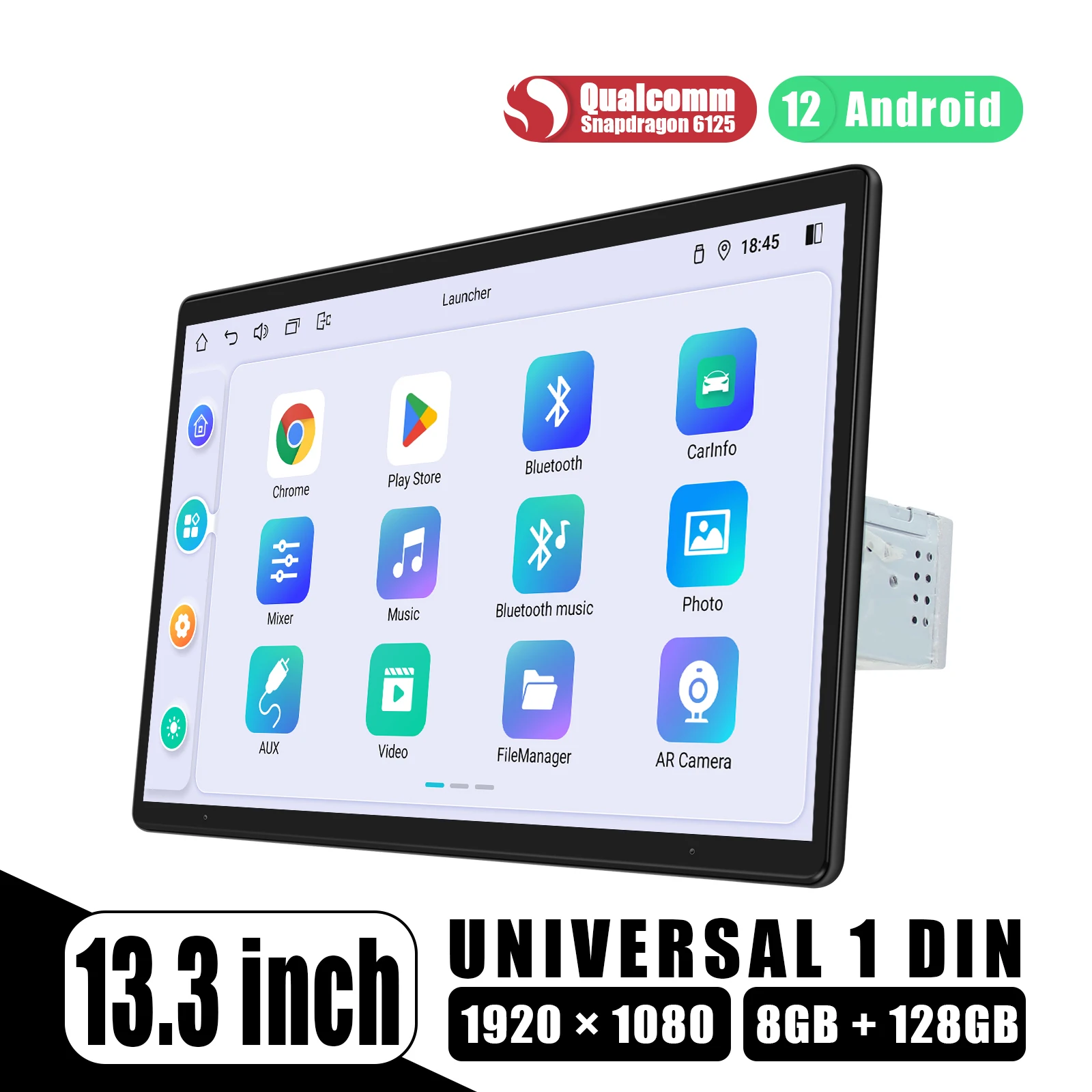 Joying Newest Launcher 13.3 Inch Android Car Stereo Single 1 Din Multimedia Player Supports AR Camera Apple Carplay HDMI