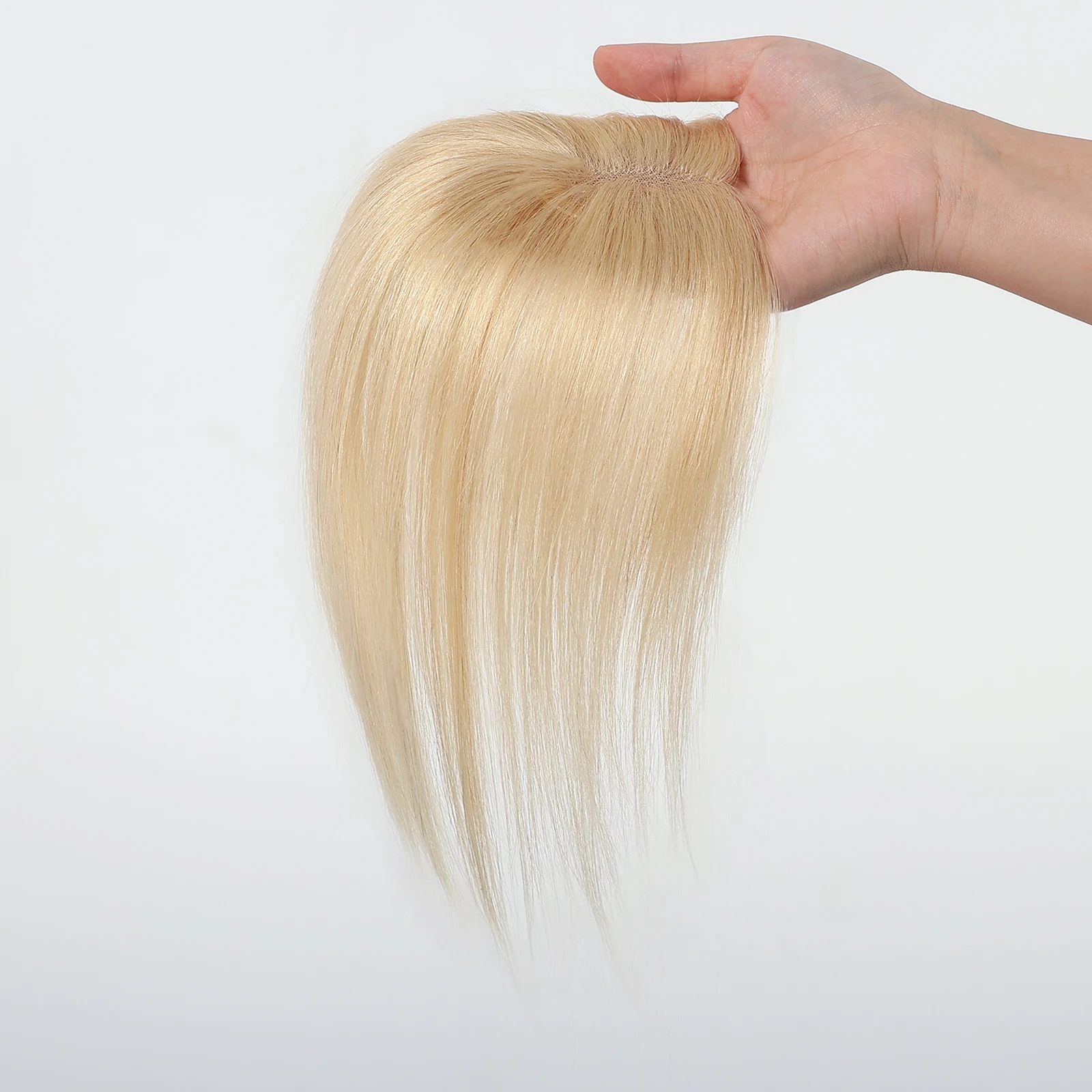100% Remy Human Hair Topper Blonde Clip in Hair Extension Middle Part Straight Hair Pieces for Women Daily Use Thin Hair 10 inch