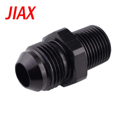 Aluminum 10AN Male Flare to 3/8 NPT Male Fuel Hose Fitting Adapter Straight Black Anodized JIC 10 AN 7/8-14 to 3/8 NPT Thread Pi