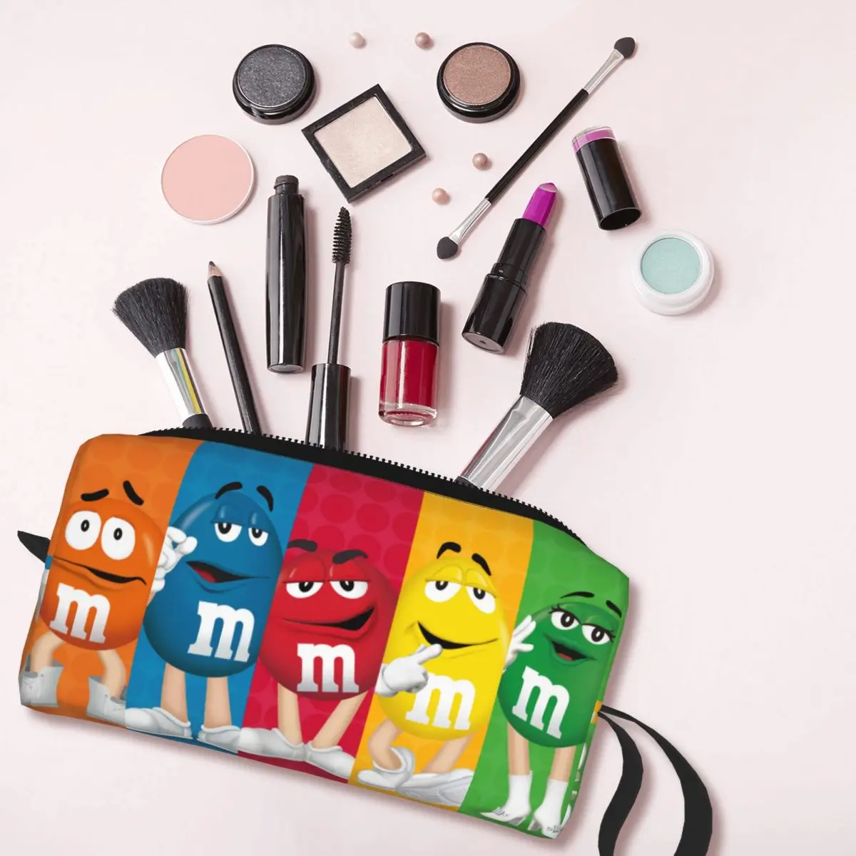 M M Chocolate Makeup Bag Pouch Zipper Cosmetic Bag Travel Toiletry Bag Organizer Storage Bag Men Women