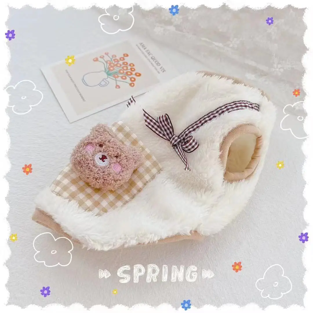 

Fleece fur pet dog sweater vest clothes cat panda puppy cute teddy bear autumn and winter warm clothes small vest