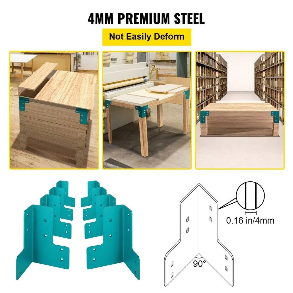 8-Pack 5mm Steel Corner Brackets for Workbench - Right Angle Joint Fasteners w/ Hardware Kit for DIY Projects