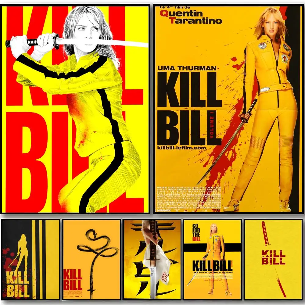 K-Kill Bill American Action Movie Poster HD-Kunstposter, selbstklebende Wanddekoration, wasserfest, für Zuhause, Schlafzimmer, Bar, ästhetische Dekoration
