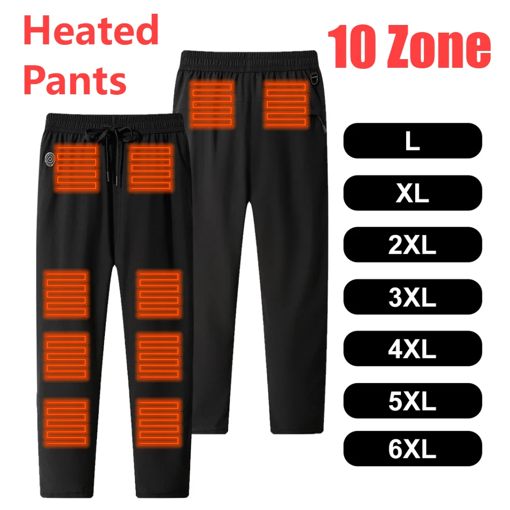 Winter Heated Pants Women Men Heating Trouser 10 Heating Zone Electric Thermal Pants Ski Wear Hunting Fishing Hiking Pants L-6XL