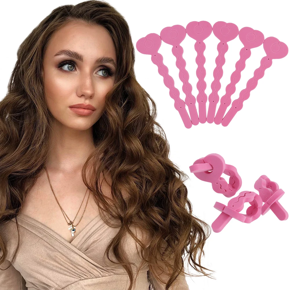 

Sponge Curler Hair Rollers Strip Salon Hair Style Tools Pink 6Pcs/Pack No Heat Curling Rods Soft Diy Curl Sponge Hair Tools